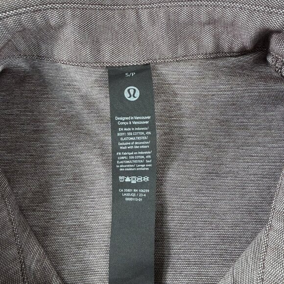 Lululemon Commission Brushed Woven Shirt Brown Men’s Size Small - Picture 3 of 8